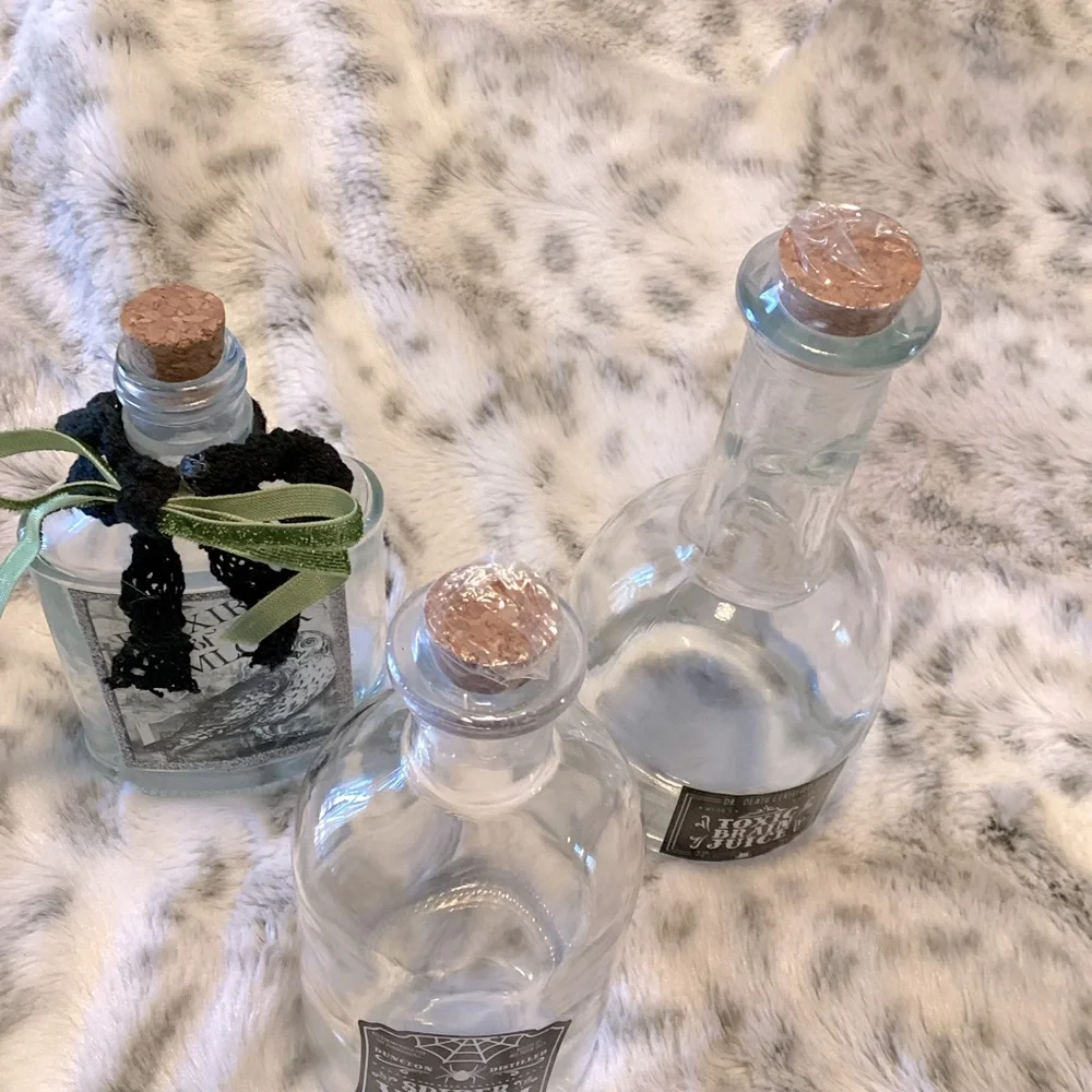 Halloween Potion Bottles Set - Clear Glass
